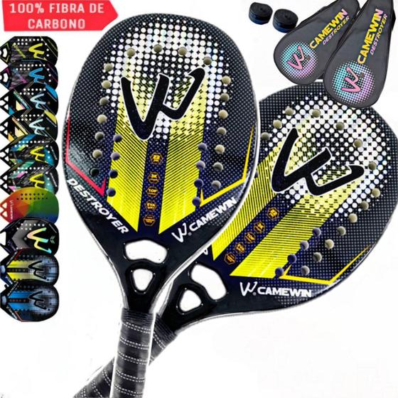 Imagem de Kit 2 Raquetes Beach Tennis Camewin 100% Fibra De Carbono 3K