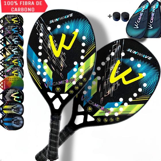 Imagem de Kit 2 Raquetes Beach Tennis Camewin 100% Fibra De Carbono 3K