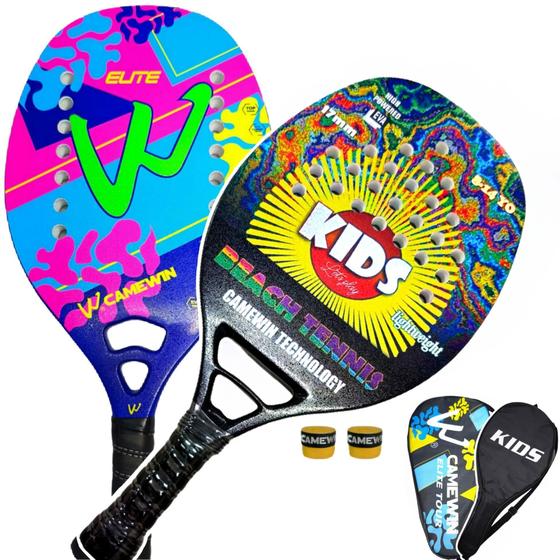 Imagem de Kit 2 Raquetes Beach Tennis Kids Infantil Criança Leve Fina