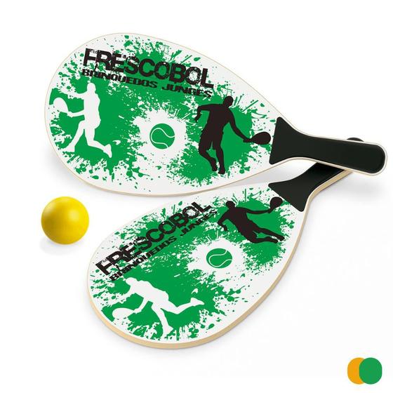 Imagem de Kit 2 Raquetes Madeira Frescobol Tenis Splash Praia c/ Bola