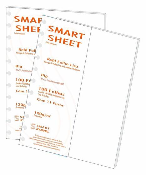 Imagem de Kit 2 Refil Caderno Inteligente 120G 100 Folhas Liso Grande