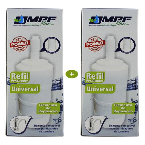 Imagem de Kit 2 Refil Filtro Purificador Universal Rosca Longa - Mpf