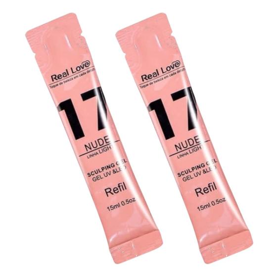 Imagem de Kit 2 Refil Gel Linha Light 15ml 17 Nude - Real Love