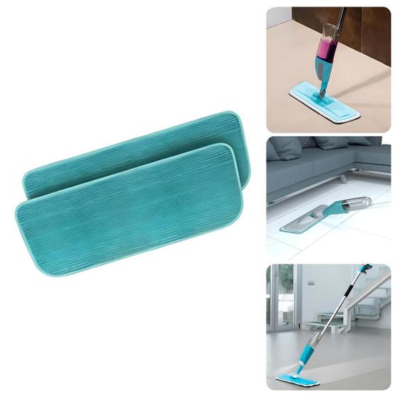 Imagem de Kit 2 Refil Mop Spray para Limpeza de Casa Giratório Reservatório Esfregão Mope Vassoura Para Piso Rodo Limpeza