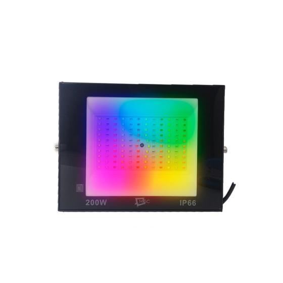 Imagem de Kit 2 Refletor Colorido RGB Led 200w A Prova de agua IP66 C/Controle Holofote Com Memória