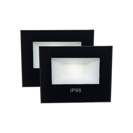 Imagem de Kit 2 Refletor Led Holofote 100w Holofote  Bivolt A Prova D'Agua 6500k Bivolt Quintal