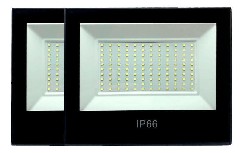 Imagem de Kit 2 Refletor Led Holofote 400w Branco Frio Ip66 Premium Uso Externo Alta Potência