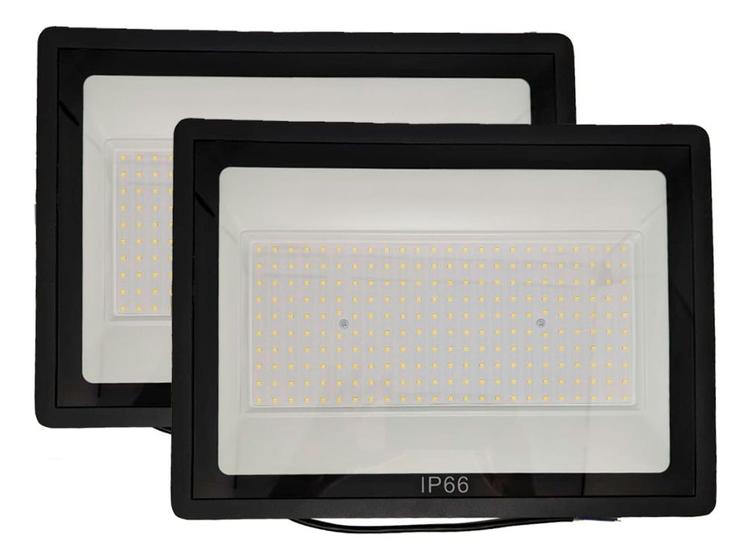 Imagem de Kit 2 Refletor Led Holofote 600w Ip66 Bivolt Luz Branco Frio Uso Externo Quintal Iluminação Forte