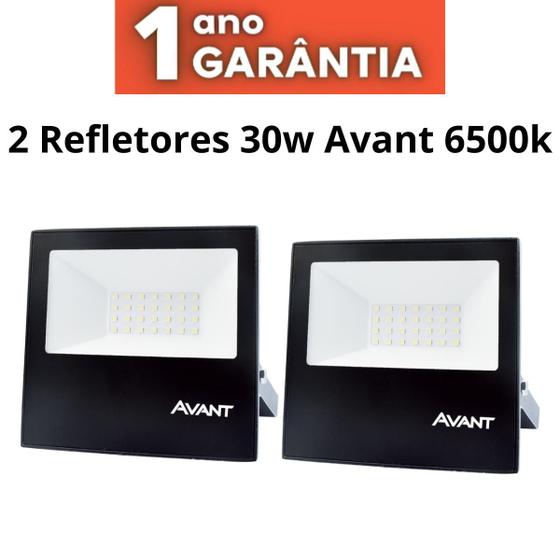 Imagem de Kit 2 refletor led slim 30w branco frio 6500k avant bivolt