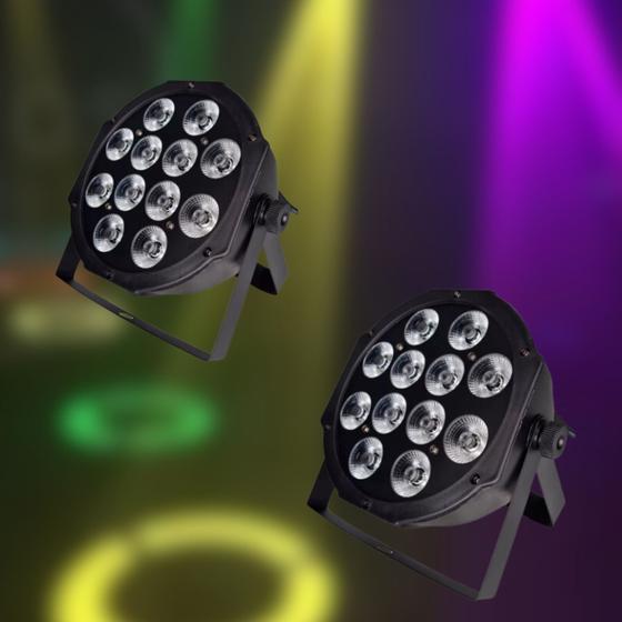 Imagem de Kit 2 Refletor Par 64 Slim 12 Leds Cree 12w Rgbw Quadriled