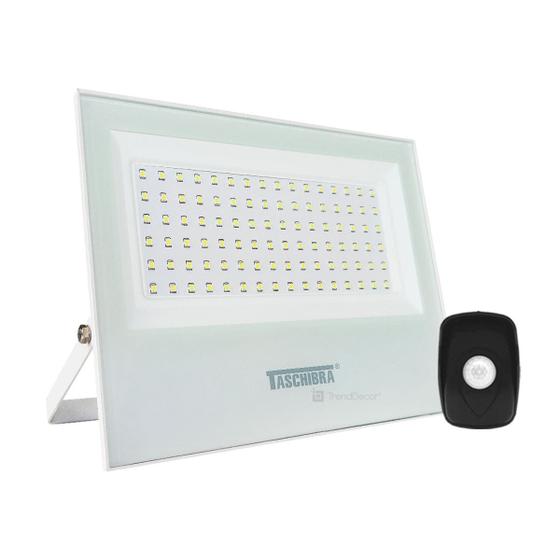 Imagem de Kit 2 Refletores Taschibra TR LED 100 Branco + Sensor de Movimento e Fotócelula Qualitronix QA26M