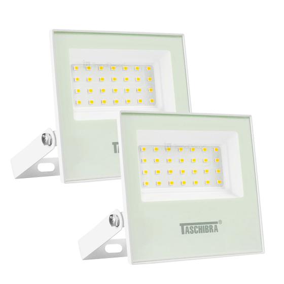 Imagem de Kit 2 Refletores Taschibra TR LED 30 Slim 30W Branco