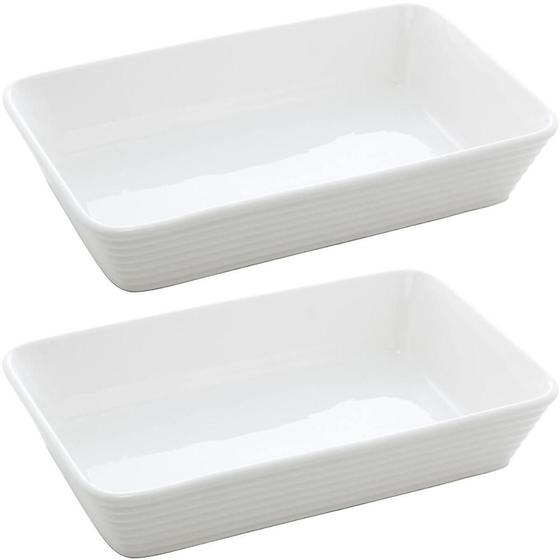 Imagem de Kit 2 Refratários Línea de Porcelana Branca 29x20x5cm Lyor Travessa para Lasanha