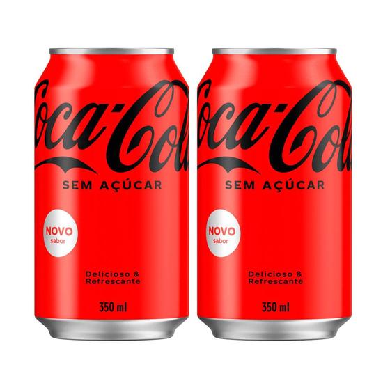 Kit 2 Refrigerante Coca Cola Sem Açúcar Lata 350ml - Refrigerante ...