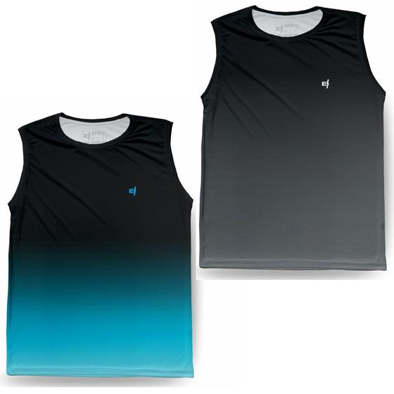 Imagem de Kit 2 Regata Cavada Camisa Masculina Academia Fitness Dry Corrida Camiseta Evapora suor com Proteção