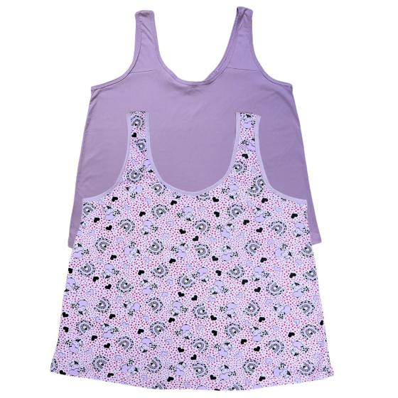 Imagem de Kit 2 Regata de Pijama Mega Plus Size 1 Liso 1 Estampado G6 ao G10