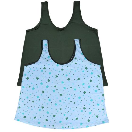 Imagem de Kit 2 Regata de Pijama Mega Plus Size 1 Liso 1 Estampado G6 ao G10