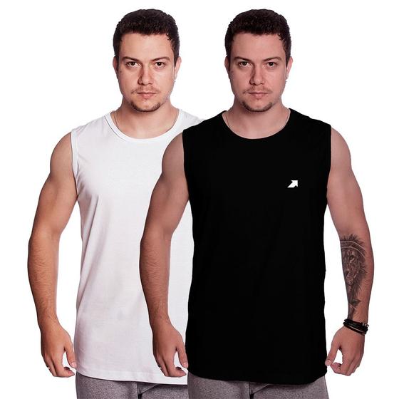 Imagem de Kit 2 Regata Masculina Canelada Treino Malhar Musculação Fit