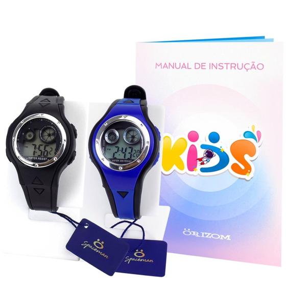 Imagem de Kit 2 Relógios digital Infantis Preto e Azul led. ajusatvel- 3ROSS