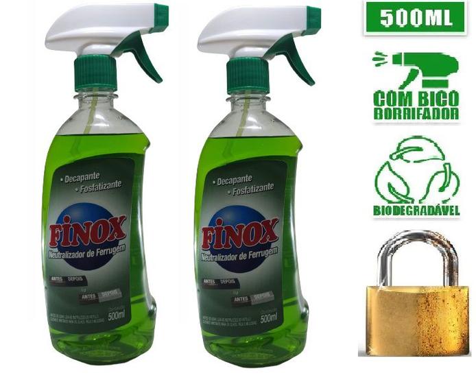 Imagem de Kit 2 Removedor Evita Ferrugem Limpador Multiuso Finox 500ml