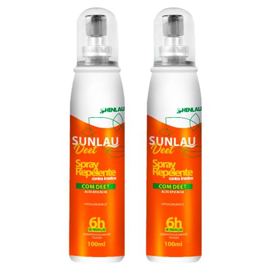 Imagem de Kit 2 Repelente Spray Contra Insetos Dengue 6h Sunlau Deet 100ml Henlau