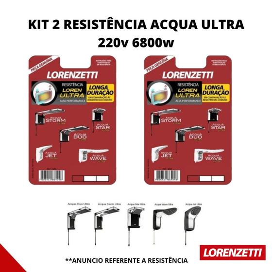 Imagem de Kit 2 Resistência Ducha Acqua Ultra Lorenzetti 220v 6800w