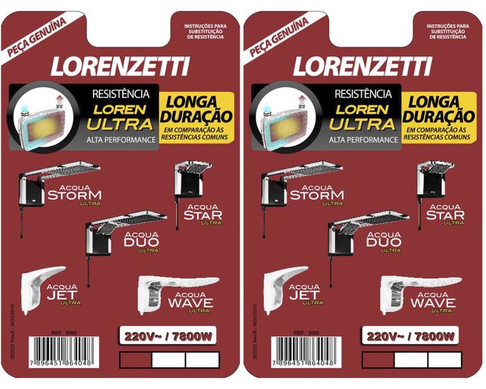 Kit 2 Resistências Lorenzetti Acqua Ultra 220v 7800w 3065-b Menor preço em Kit 2 Resistências Lorenzetti Acqua Ultra 220v 7800w 3065-b