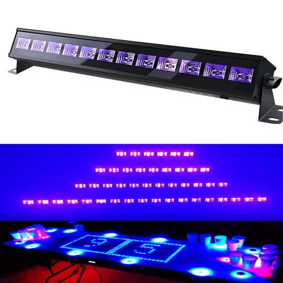 Imagem de Kit 2 Ribalta Luz Negra Ultravioleta Barra 12 Led Luz Funciona Com O Corpo UV Com Tintas LKUV12