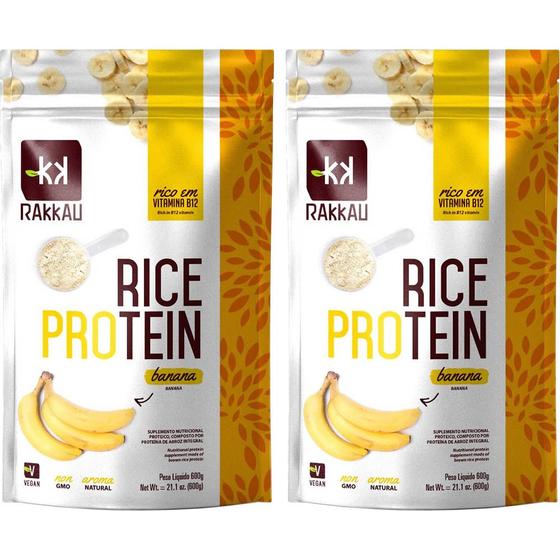 Imagem de Kit 2 Rice Protein Banana Rakkau 600g - Vegano - Proteína