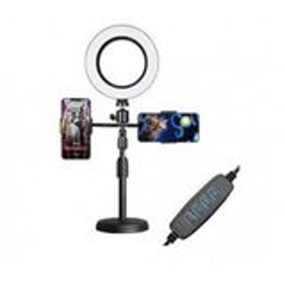 Imagem de Kit 2 Ring Light de Mesa Portátil Regulável Com Suporte para 2 Celulares WS-868