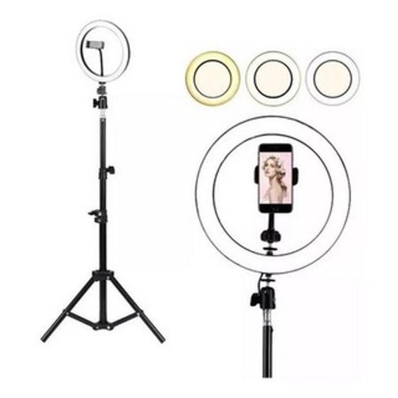 Imagem de Kit 2 Ring Light Iluminador Led 12 Polegada 30cm + Tripé 2,10m Profissional Youtube