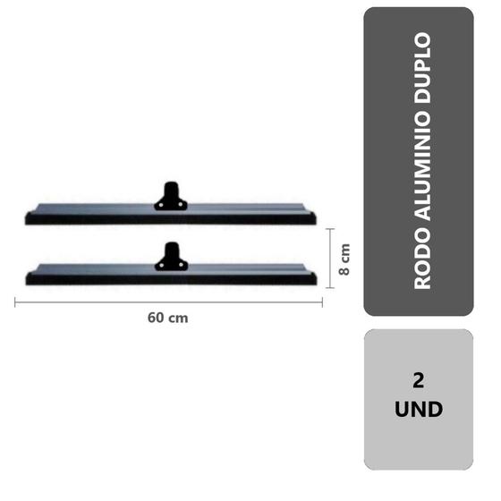 Imagem de Kit 2 - Rodo de Alumínio Simples 60Cm - Reforçado - Sem Cabo