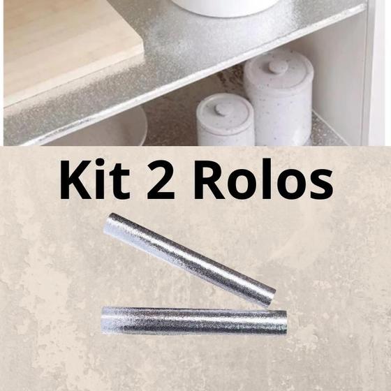 Imagem de Kit 2 Rolos de Papel De Alumínio Rolo Adesivo 3D Prova Da Agua Para Cozinha Impermeável Parede Fogão Tamanho 5Mx40CM