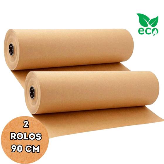 Imagem de Kit 2 Rolos De Papel Semi Kraft 90 CM x 50M Embalagem Mascaramento e Automotivo