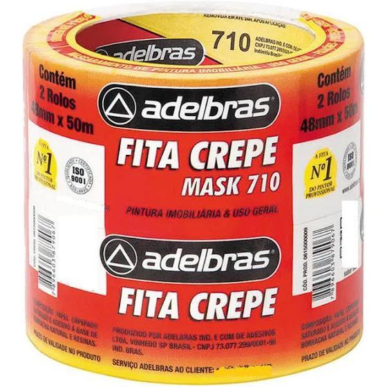 Kit 2 Rolos Fita Crepe USO Geral 48MM X 50 Metros Pintura Menor preço em Kit 2 Rolos Fita Crepe USO Geral 48MM X 50 Metros Pintura