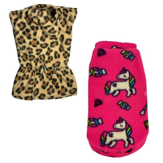 Imagem de Kit 2 Roupas De Inverno Cães E Gato Vestido E Capa G - 010