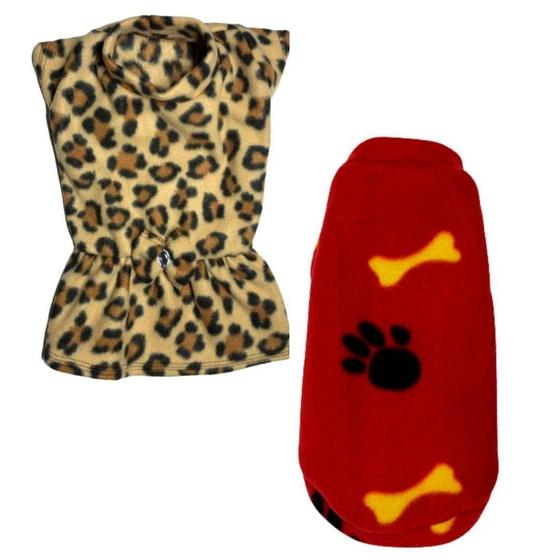 Imagem de Kit 2 Roupas De Inverno Para Cães E Gato Vestido E Capa P