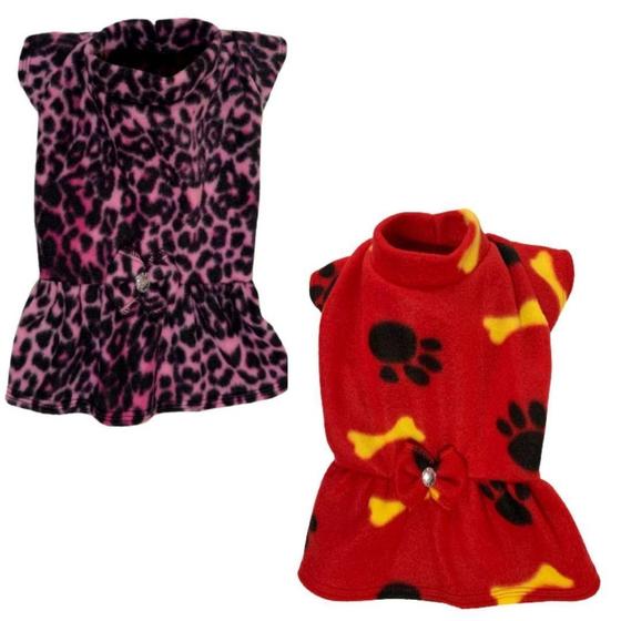 Imagem de Kit 2 Roupas De Inverno Para Cães E Gatos - Vestidos Soft Pp