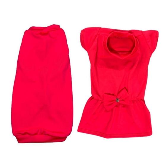 Imagem de Kit 2 Roupas Para Pet Camiseta E Vestido Neon Suplex Rosa P