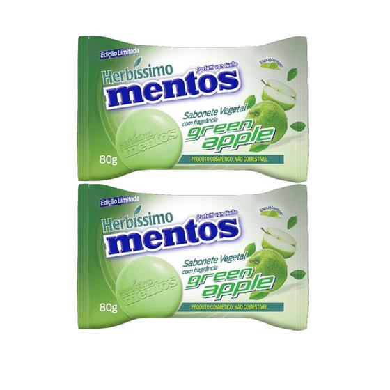 Imagem de Kit 2 Sabonete Mentos Maçã Verde Sabão em Barra 80g Herbíssimo