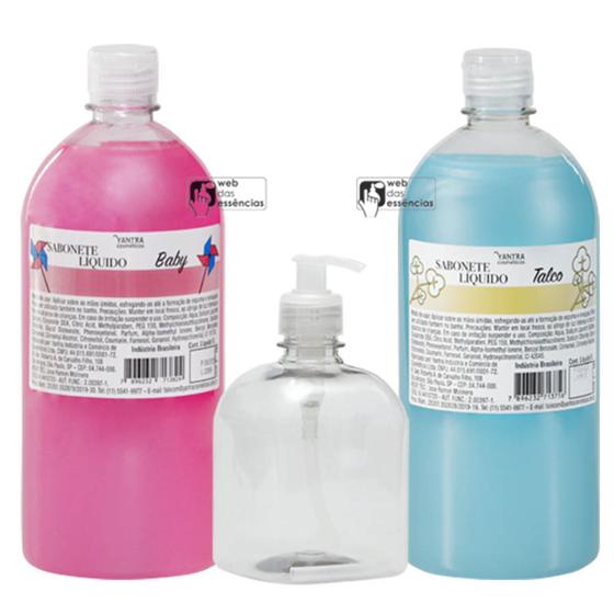 Imagem de Kit - 2 sabonetes líquidos de 1 litro + 1un frasco pet 500 ml com válvula sabonete