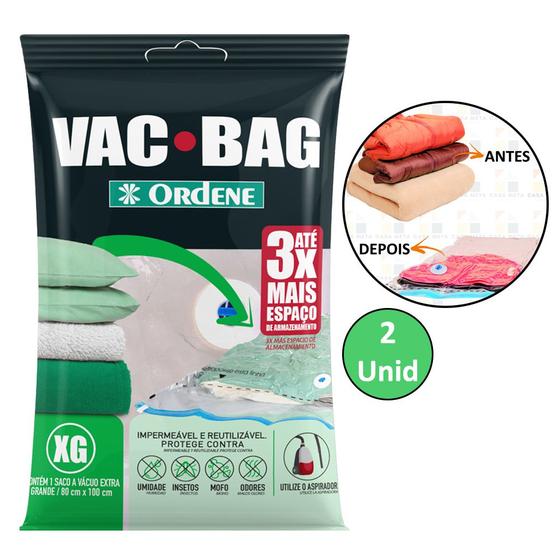 Imagem de Kit 2 Saco A Vacuo Extra Grande 80x100cm Vac Bag Mala Ordene