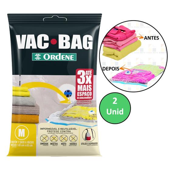 Imagem de Kit 2 Saco A Vacuo Médio 45x65cm Vac Bag Protetor Ordene