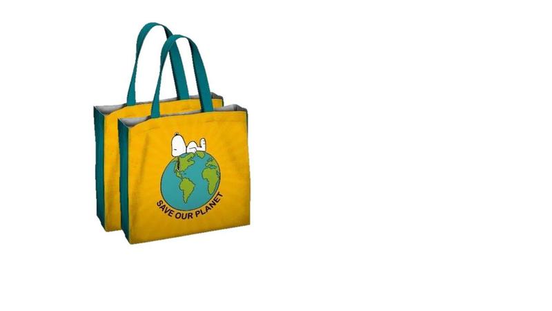 Imagem de Kit 2 Sacolas Ecobag Snoopy Salve O Planeta Amarelo