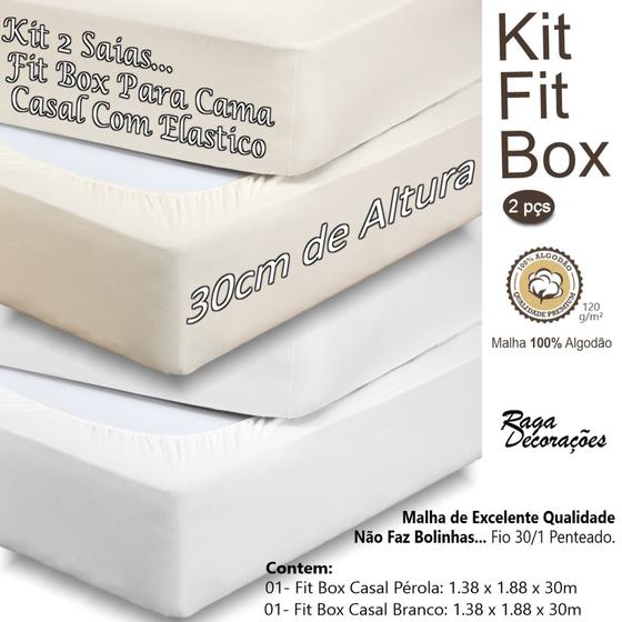 Imagem de Kit 2 Saias Para Cama Box Casal Malha Algodão Fit Box