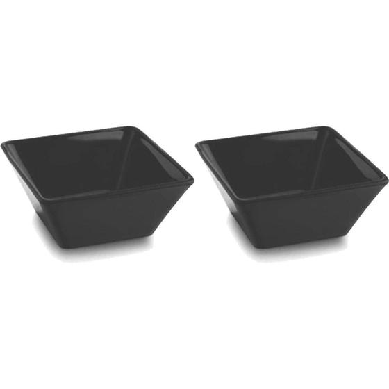 Imagem de Kit 2 Saladeira Quadrada em Vidro Preto 14cm - Globimport