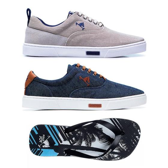 Imagem de Kit 2 Sapatênis + Chinelo Dedo Polo Joy Masculino Moderno