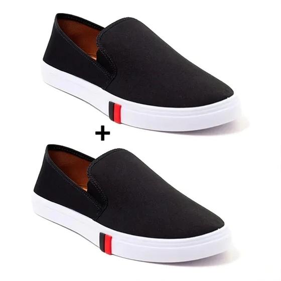 Imagem de Kit 2 sapatenis masculino casual slip on iate calce fácil macio