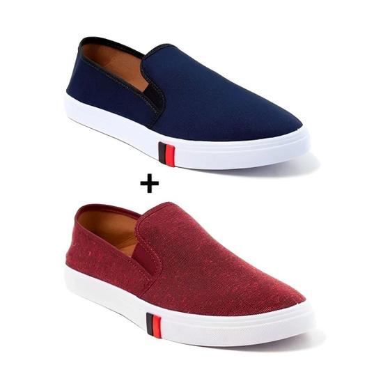 Imagem de Kit 2 sapatenis masculino casual slip on iate calce fácil macio