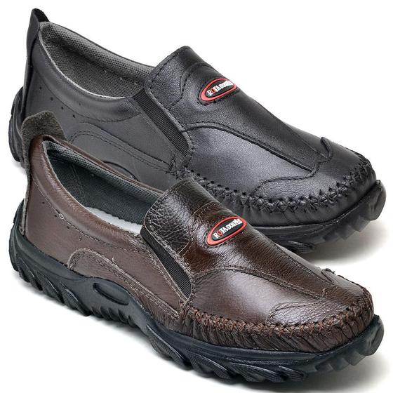 Imagem de Kit 2 Sapatos Mocassim Masculino Couro Macio Resistente